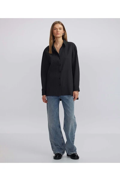 Dokulu oversize gömlek - İPEKYOL (1)