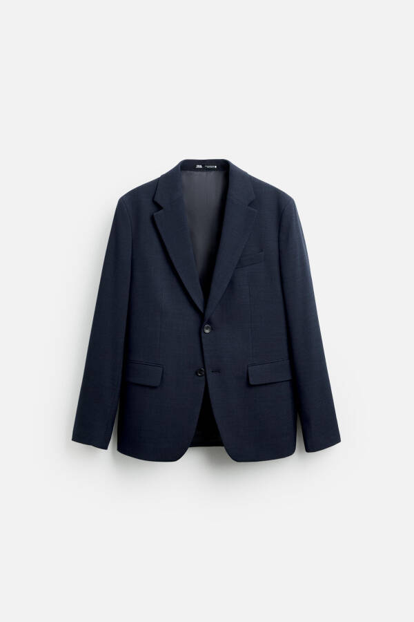 Dokulu klasik blazer, mavi renk. - 7