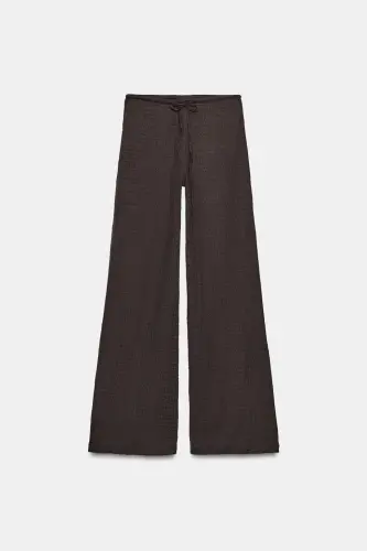 DOKULU STRAIGHT FIT PANTOLON-Çikolata - 6