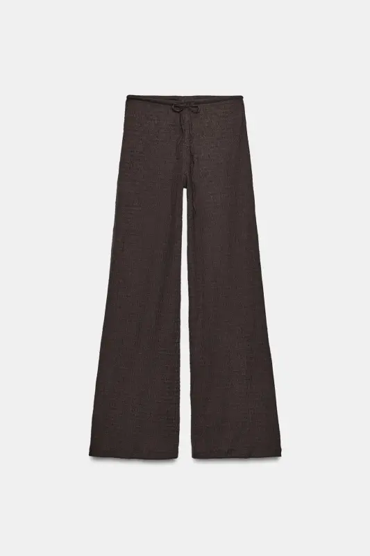 DOKULU STRAIGHT FIT PANTOLON-Çikolata - 6