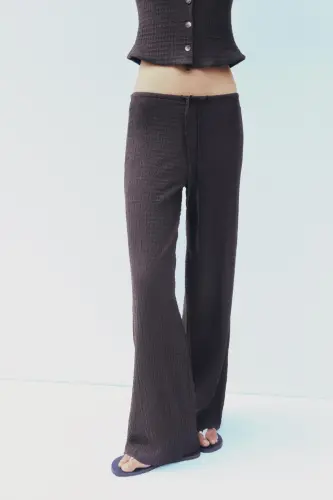 DOKULU STRAIGHT FIT PANTOLON-Çikolata - ZARA (1)