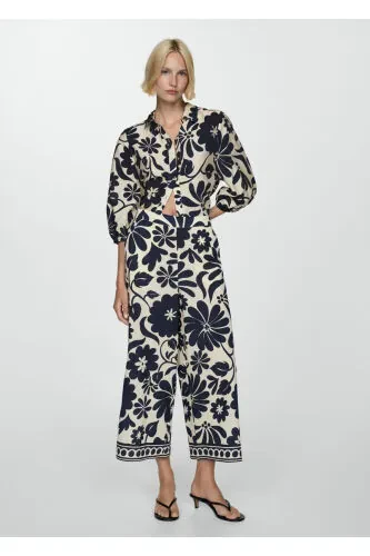 Dökümlü çiçek desenli pantolon - MANGO (1)