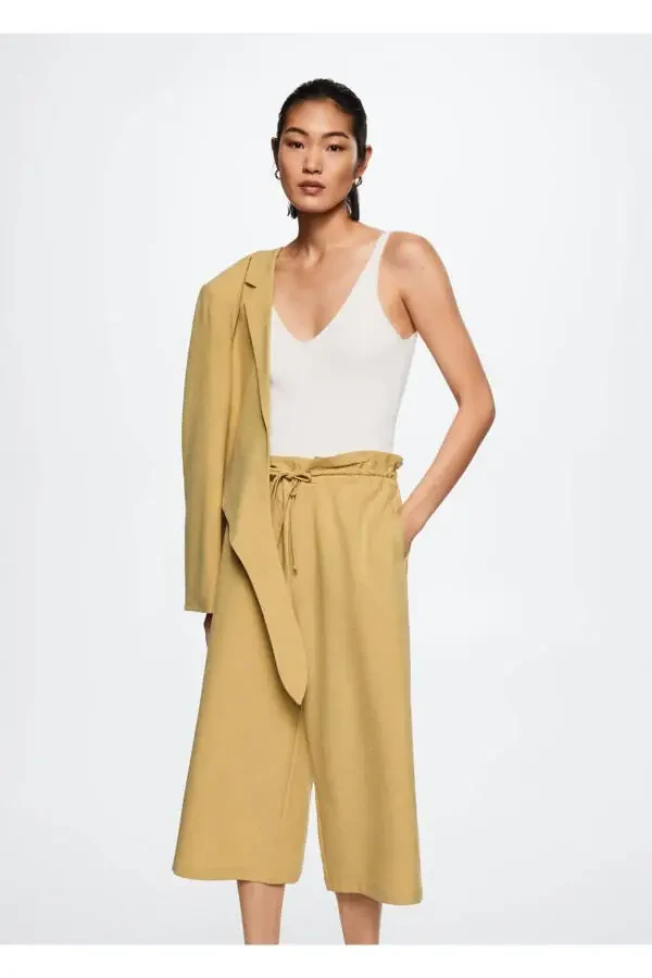 Dökümlü Culotte Pantolon - 5