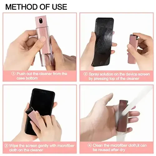 Touchscreen Mist Cleaner Spray, walrfid Electronic Screen Cleaner for TV, Laptop, Tablet, PC, Computer Monitor LCD Flat Screens, Eyeglasses - Pink - 3