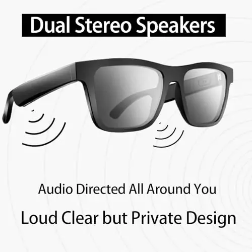 Dolado Smart Audio Bluetooth Ovozli yordamchili ko'zoynak, yengil UV himoyali quyoshdan saqlaydigan ko'zoynak, qo'shaloq dinamikli, masofadan suratga olish, musiqa, qo'lsiz qo'ng'iroq qilish uchun tashqi ko'zoynak, erkaklar va ayollar uchun - 2