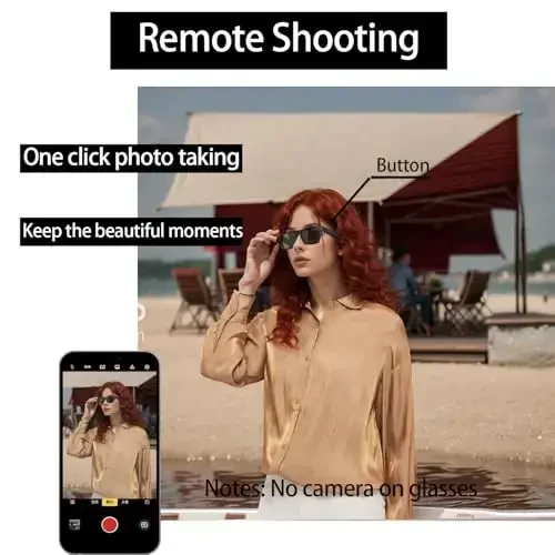 Dolado Smart Audio Bluetooth Ovozli yordamchili ko'zoynak, yengil UV himoyali quyoshdan saqlaydigan ko'zoynak, qo'shaloq dinamikli, masofadan suratga olish, musiqa, qo'lsiz qo'ng'iroq qilish uchun tashqi ko'zoynak, erkaklar va ayollar uchun - 4