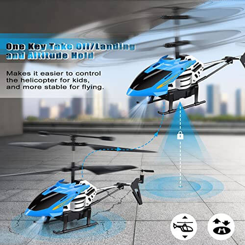 Dolanus RC Helicopters - Remote Control Helicopter Toys: One Key Take-Off/Landing, Automatic Altitude Hold, LED Light & 3.5 Channel Gyro Stabilizer, Flying Toys - Gift for Boys/Girls Kids Adults, Blue - 4