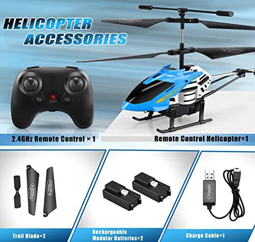 Dolanus RC Helicopters - Remote Control Helicopter Toys: One Key Take-Off/Landing, Automatic Altitude Hold, LED Light & 3.5 Channel Gyro Stabilizer, Flying Toys - Gift for Boys/Girls Kids Adults, Blue - 5