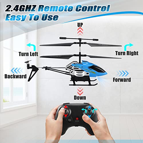 Dolanus RC Helicopters - Remote Control Helicopter Toys: One Key Take-Off/Landing, Automatic Altitude Hold, LED Light & 3.5 Channel Gyro Stabilizer, Flying Toys - Gift for Boys/Girls Kids Adults, Blue - 7