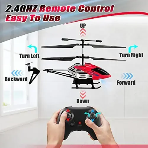 Dolanus RC Helicopters - Remote Control Helicopter Toys: One Key Take-Off/Landing, Automatic Altitude Hold, LED Light & 3.5 Channel Gyro Stabilizer, Flying Toys - Gift for Boys/Girls Kids Adults, Red - 6