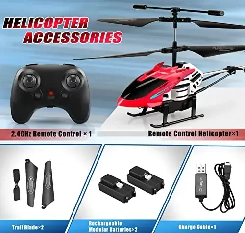 Dolanus RC Helicopters - Remote Control Helicopter Toys: One Key Take-Off/Landing, Automatic Altitude Hold, LED Light & 3.5 Channel Gyro Stabilizer, Flying Toys - Gift for Boys/Girls Kids Adults, Red - 7