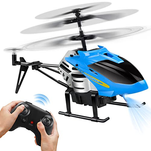 Dolanus RC Helicopters - Remote Control Helicopter Toys: One Key Take-Off/Landing, Automatic Altitude Hold, LED Light & 3.5 Channel Gyro Stabilizer, Flying Toys - Gift for Boys/Girls Kids Adults, Blue - DOLANUS