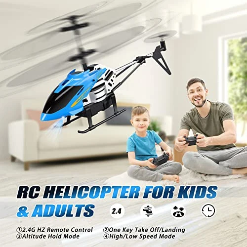 Dolanus RC Helicopters - Remote Control Helicopter Toys: One Key Take-Off/Landing, Automatic Altitude Hold, LED Light & 3.5 Channel Gyro Stabilizer, Flying Toys - Gift for Boys/Girls Kids Adults, Blue - MODAZONE (1)