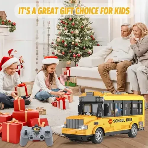 Dollox 1/30 RC School Bus, 2.4G Remote Control School Car 4 Channel City Classic Bus Toy Electronic Vehicles Opening Door for Toddlers with Lights (School Bus) - 6