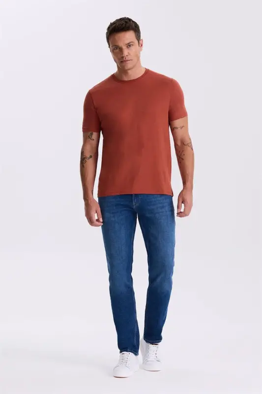 Долма %100 Пахта Slim Fit Велосипедка Йўқа Basic футболка - 2