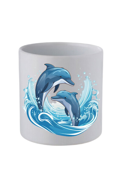 Dolphin Handleless Mug Birthday Gifts - Ceramic Coffee, Water Gift Mug - LILI HEDIYELIK