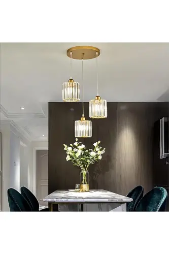 Dolunay 3'lü GOLD Y-12 Kristal - Gold - İSTANBUL AVIZE (1)