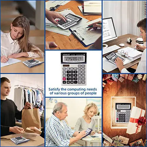 Dolymi Large 14-Digit LCD Display Desktop Calculator with Check & Correct Function, Solar Battery Dual Power Calculator, Large Computer Keys Electronics Calculator for Office School Calculating - 7