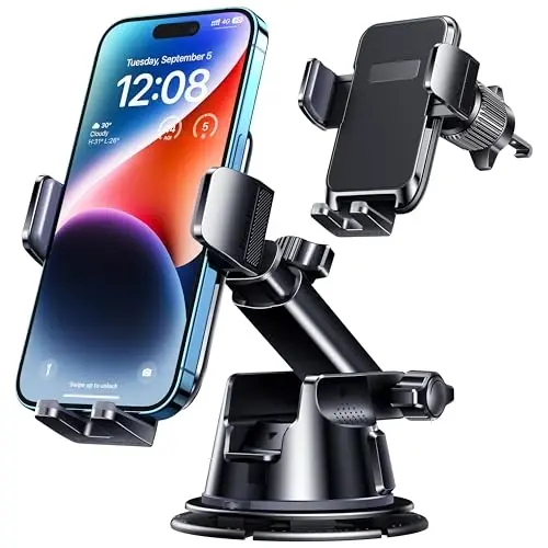 DOLYOFG Avtomobil Telefon Tutqichi, [Harbiy Sifatli So'rish va Super Mustahkam Taglik] 3 ta 1 da Universal Telefon Tutqichi Avtomobil Torpedosi Shamol oynasi Havolantirish Teshigi Qo'llarsiz Avtomobil Tutqichi iPhone Android Smartfoni uchun - 5