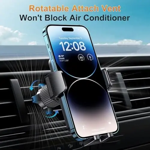 DOLYOFG Avtomobil telefon ushlagichi Vent [Qalin g'iloflar uchun mos] Avtomobil havo ventilyatsiyasi uchun telefon o'rnatgichi 360° Aylanadigan qo'lsiz mobil telefon ushlagichi barcha iPhone Android smartfonlari uchun avtomobil beshigi - 3