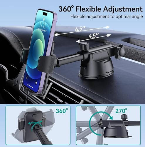 DOLYOFG Car Phone Holder Mount, [Military-Grade Suction & Super Sturdy Base] 3 in 1 Universal Phone Mount for Car Dashboard Windshield Air Vent Hands Free Car Mount for iPhone Android Smartphone - 2