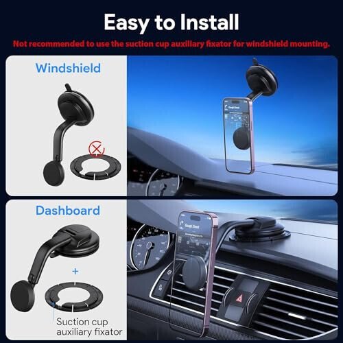 DOLYOFG Magnetic Phone Holder for Car, [ Powerful Magnets & Military-Grade Suction] Car Phone Holder Mount Dashboard Windshield Cell Phone Holder Phone Stand for Car iPhone Android Automobile Cradle - 3