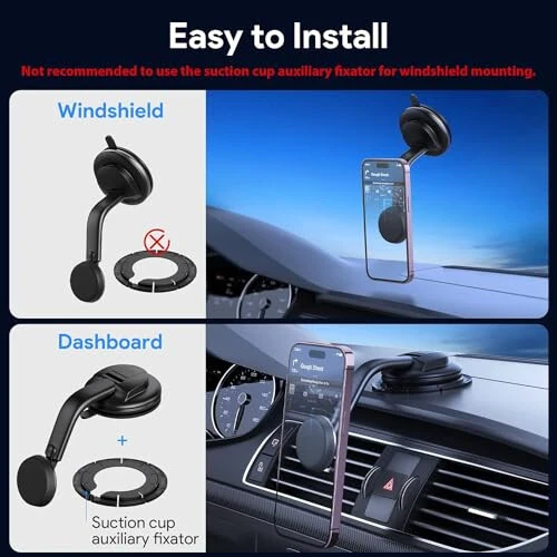 DOLYOFG Magnetic Phone Holder for Car, [ Powerful Magnets & Military-Grade Suction] Car Phone Holder Mount Dashboard Windshield Cell Phone Holder Phone Stand for Car iPhone Android Automobile Cradle - 3