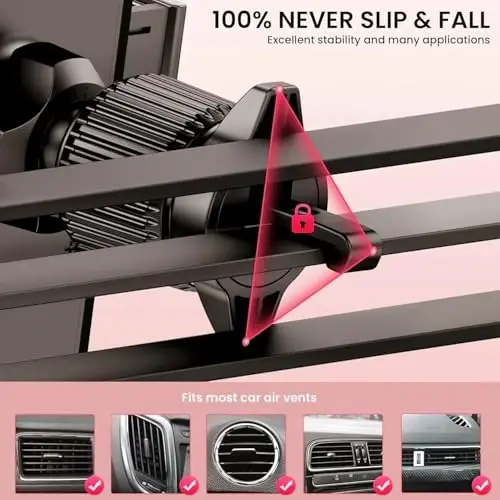 DOLYOFG Universal Car Phone Mount Holder [3-in-1 Suction Cup] for Dashboard Windshield Air Vent, Military-Grade Adhesive Phone Car Mount, One Hand Release for iPhone Samsung Android Smartphones - 4