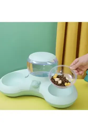 Домашние животные кошка и собака миска для корма и воды 1.4л большая емкость для воды-зеленый - 3