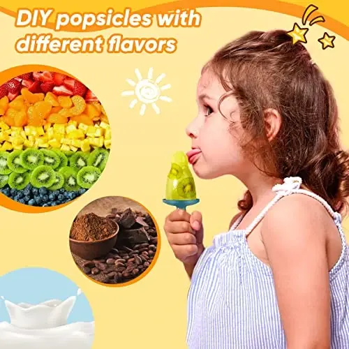 Popsicle Mold Set 4 Pieces Homemade Silicone Popsicle Maker Easy Release Ice Cream Molds Reusable DIY Pop Molds (Green, WinterWonder Pops) - 3