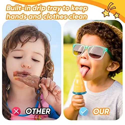 Popsicle Mold Set 4 Pieces Homemade Silicone Popsicle Maker Easy Release Ice Cream Molds Reusable DIY Pop Molds (Green, WinterWonder Pops) - 5
