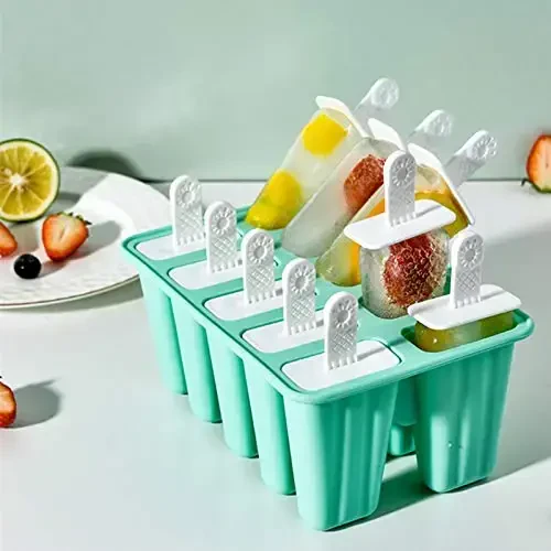 Popsicle Molds 12 Pieces Silicone Ice Pop Molds Popsicle Mold Reusable Easy Release Ice Pop Maker (12 Cavities-Green) - 2