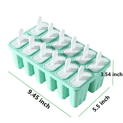 Popsicle Molds 12 Pieces Silicone Ice Pop Molds Popsicle Mold Reusable Easy Release Ice Pop Maker (12 Cavities-Green) - 5