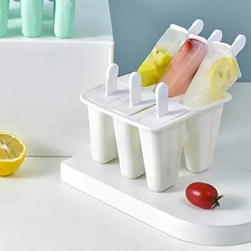 Popsicle Molds 6 Pieces Silicone Ice Pop Molds Popsicle Models Reusable Easy Release Ice Pop Maker (White) - 4
