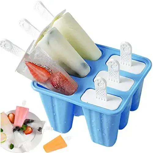 Popsicle Molds, 6 Pieces Silicone Ice Pop Models Popsicle Models Reusable Easy Release Ice Pop Maker (Dark Blue) - 2