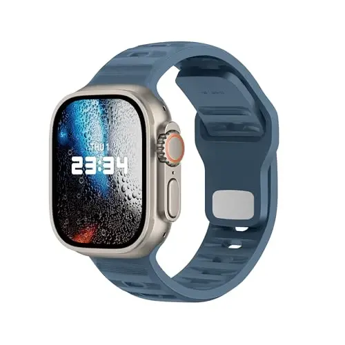 DONEGANI UC1 Apple Watch Kordonları Kadın Erkek Se Ultra 2 40mm 44mm 46mm 42mm 45mm 41mm 38mm 49mm Seri 10 9 8 7 6 5 4 3 iWatch Spor Kayışı Silikon Abyss Mavi 