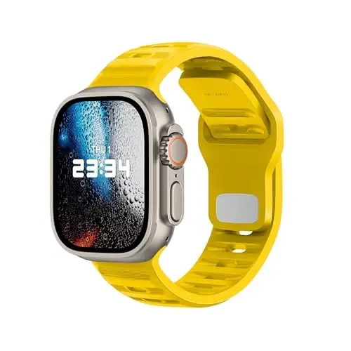 DONEGANI UC1 Band for Apple Watch Bands Women Men Se Ultra 2 40mm 44mm 46mm 42mm 45mm 41mm 38mm 49mm Series 10 9 8 7 6 5 4 3 iWatch Sport Strap Silicone Lemon Yellow - 1