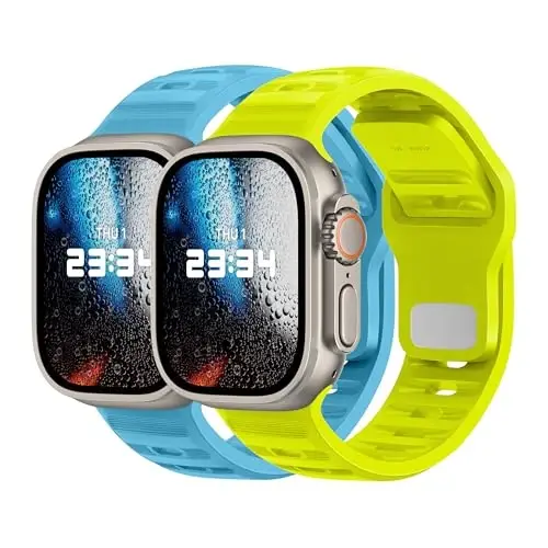 DONEGANI UC2 Band for Apple Watch Bands Women Men Se Ultra 2 40mm 44mm 46mm 42mm 45mm 41mm 38mm 49mm Series 10 9 8 7 6 5 4 3 iWatch Sport Strap Silicone Ocean Blue_Fluorescent Yellow 