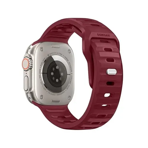 DONEGANI UC1 Band for Apple Watch Bands Women Men Se Ultra 2 40mm 44mm 46mm 42mm 45mm 41mm 38mm 49mm Series 10 9 8 7 6 5 4 3 iWatch Sport Strap Silicone Bordeaux Red - 2