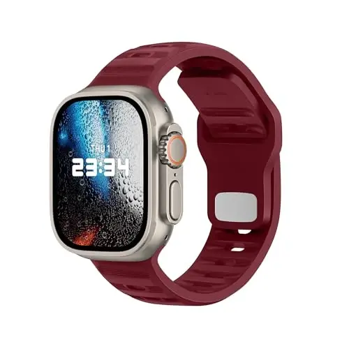 DONEGANI UC1 Band for Apple Watch Bands Women Men Se Ultra 2 40mm 44mm 46mm 42mm 45mm 41mm 38mm 49mm Series 11 10 9 8 7 6 5 4 3 iWatch Sport Strap Silicone Bordeaux Red - 1