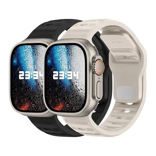 DONEGANI UC2 Apple Watch Bands Ayollar Erkaklar uchun Se Ultra 2 40mm 44mm 46mm 42mm 45mm 41mm 38mm 49mm Series 10 9 8 7 6 5 4 3 iWatch Sport Tasmachasi Silikon Qora_Yulduz nuri - 1