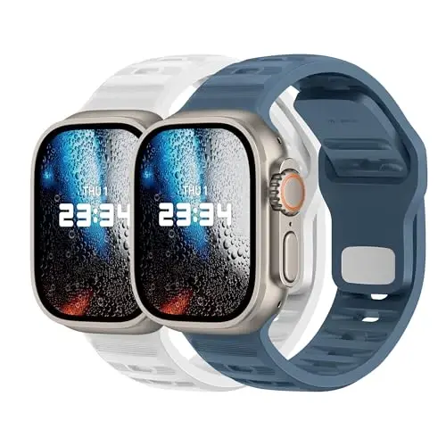 DONEGANI UC2 Apple Watch Kordon Kadın Erkek Se Ultra 2 40mm 44mm 46mm 42mm 45mm 41mm 38mm 49mm Seri 11 10 9 8 7 6 5 4 3 iWatch Spor Kayış Silikon Abiss Mavi_Beyaz 