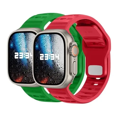 DONEGANI UC2 Apple Watch Kordon Kadın Erkek Se Ultra 2 40mm 44mm 46mm 42mm 45mm 41mm 38mm 49mm Seri 11 10 9 8 7 6 5 4 3 iWatch Spor Kayış Silikon Kırmızı Yılbaşı_Yeşili Yılbaşı 