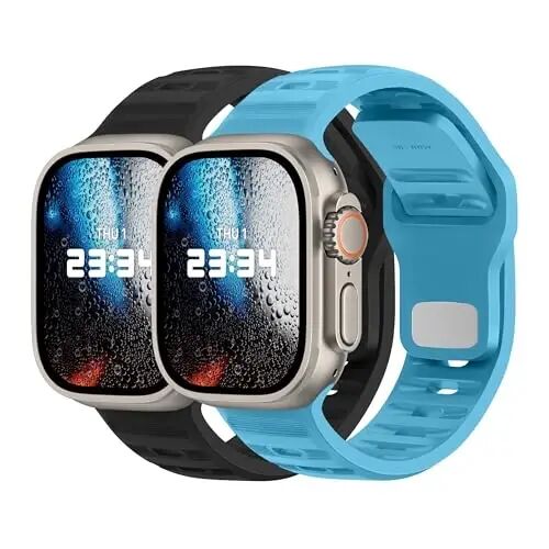 DONEGANI UC2 Apple Watch Kordonları Kadın Erkek Se Ultra 2 40mm 44mm 46mm 42mm 45mm 41mm 38mm 49mm Seri 10 9 8 7 6 5 4 3 iWatch Spor Kayışı Silikon Siyah_Kristal Deniz Mavisi - 1