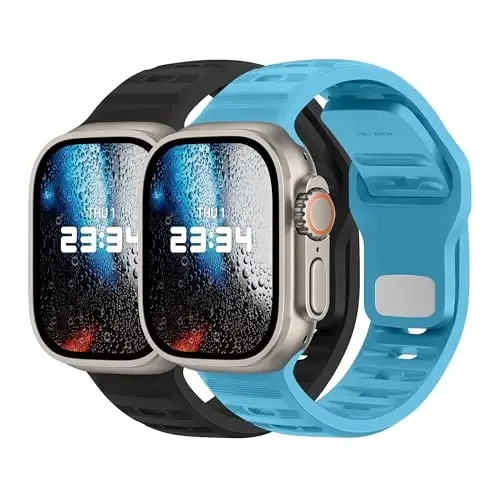DONEGANI UC2 Band for Apple Watch Bands Women Men Se Ultra 2 40mm 44mm 46mm 42mm 45mm 41mm 38mm 49mm Series 10 9 8 7 6 5 4 3 iWatch Sport Strap Silicone Black_Crystal Seas Blue - 1