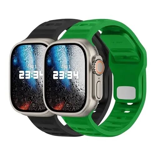 DONEGANI UC2 Apple Watch Kordonları Kadın Erkek Se Ultra 2 40mm 44mm 46mm 42mm 45mm 41mm 38mm 49mm Seri 10 9 8 7 6 5 4 3 iWatch Spor Kayışı Silikon Siyah_Yeşil Noel - 1