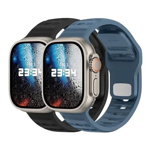 DONEGANI UC2 Apple Watch Kordonları Kadın Erkek Se Ultra 2 40mm 44mm 46mm 42mm 45mm 41mm 38mm 49mm Seri 10 9 8 7 6 5 4 3 iWatch Spor Silikon Kayış Siyah_Abyss Mavi - 1