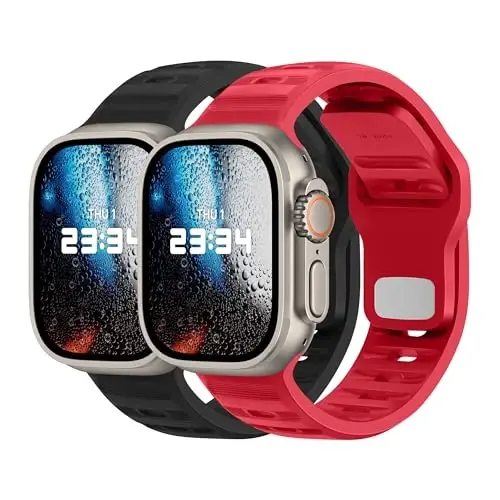 DONEGANI UC2 Band for Apple Watch Bands Women Men Se Ultra 2 40mm 44mm 46mm 42mm 45mm 41mm 38mm 49mm Series 11 10 9 8 7 6 5 4 3 iWatch Sport Strap Silicone Black_Red Christmas 
