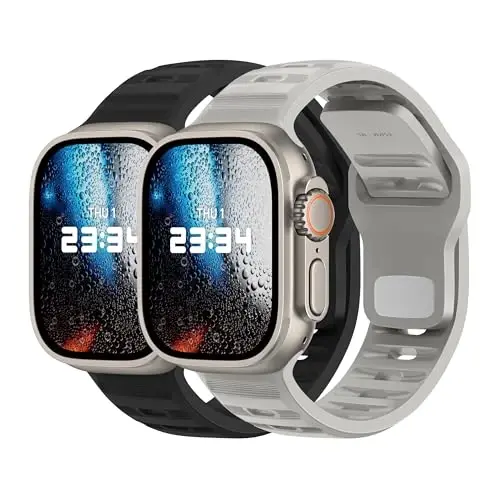 DONEGANI UC2 Band for Apple Watch Bands Women Men Se Ultra 2 40mm 44mm 46mm 42mm 45mm 41mm 38mm 49mm Series 10 9 8 7 6 5 4 3 iWatch Sport Strap Silicone Black_Moon Gray 