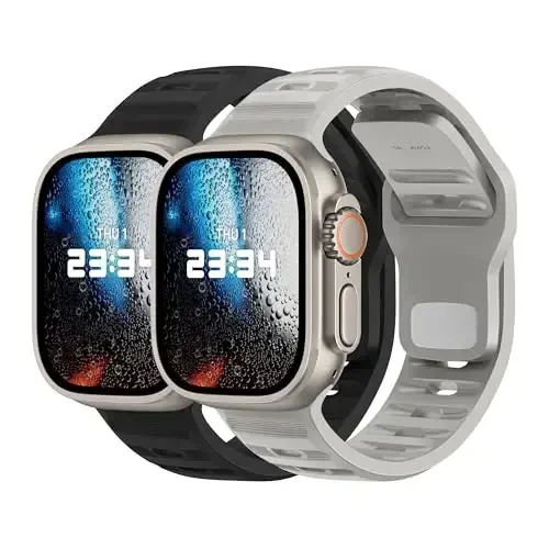 DONEGANI UC2 Band for Apple Watch Bands Women Men Se Ultra 2 40mm 44mm 46mm 42mm 45mm 41mm 38mm 49mm Series 10 9 8 7 6 5 4 3 iWatch Sport Strap Silicone Black_Moon Gray - MODAZONE